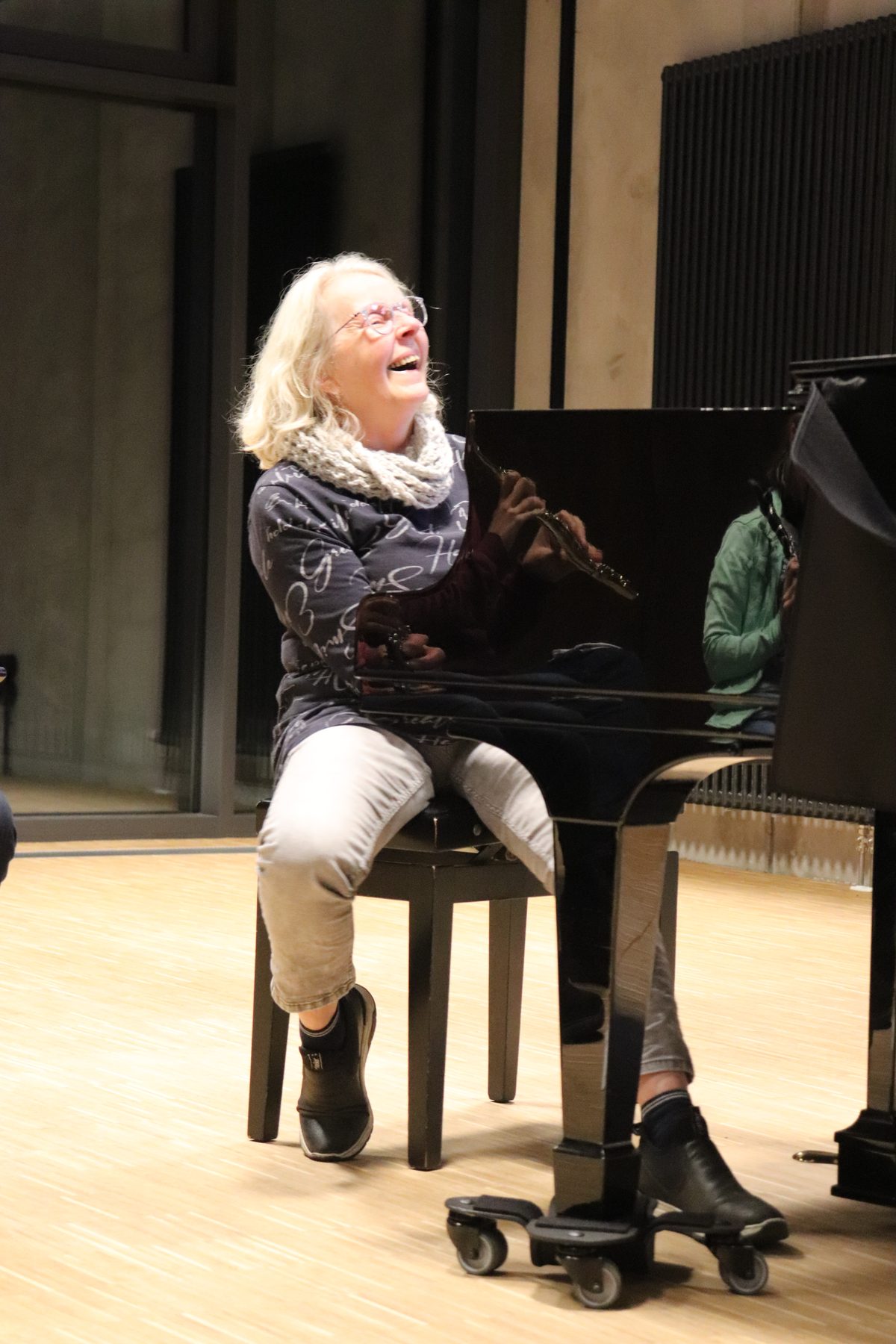 A participant at the grand piano