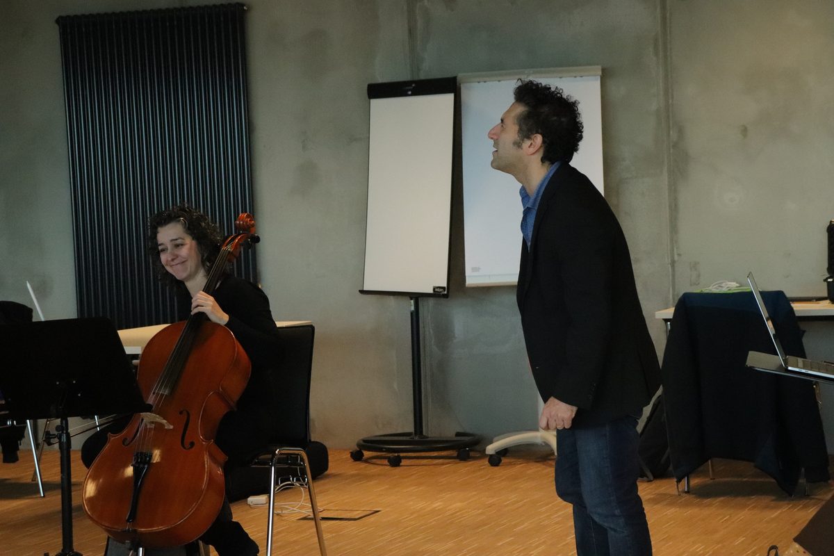 Shaul Bustan with a cellist