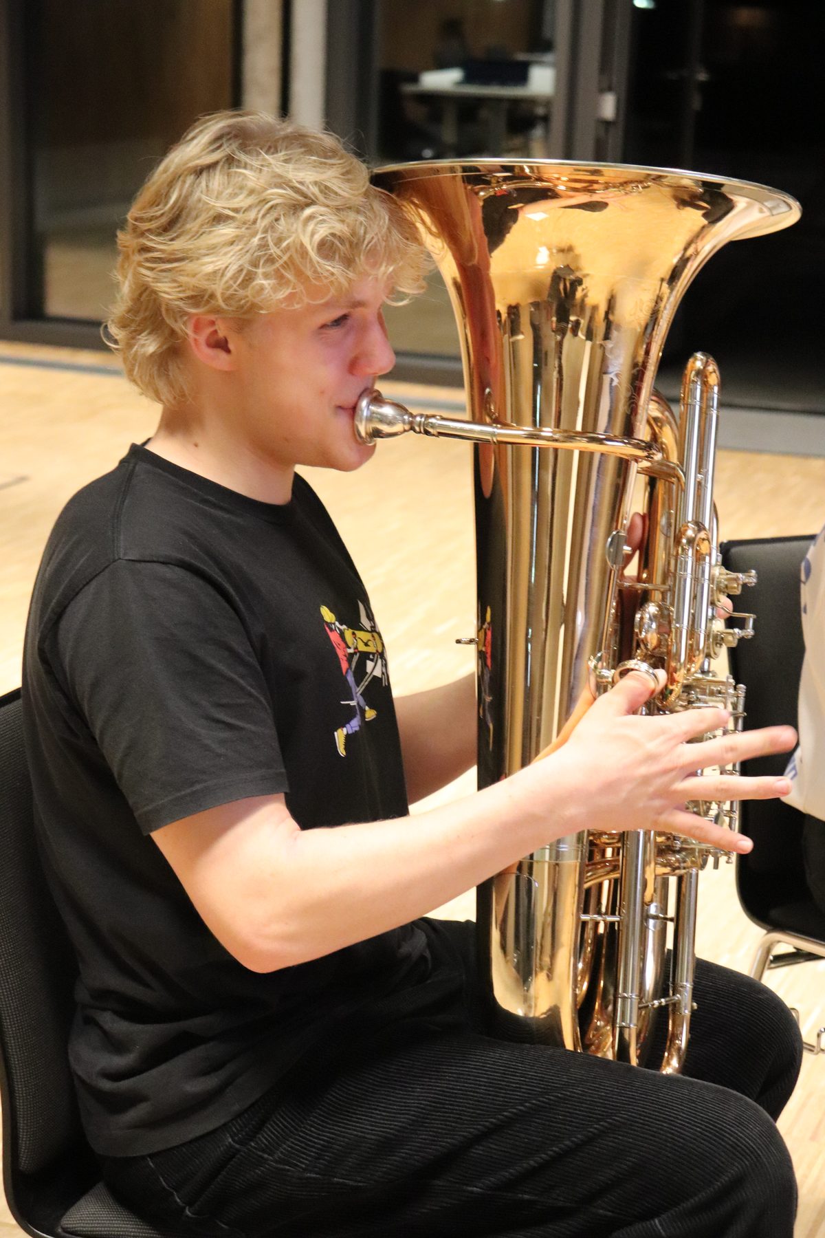 A participant on the tuba